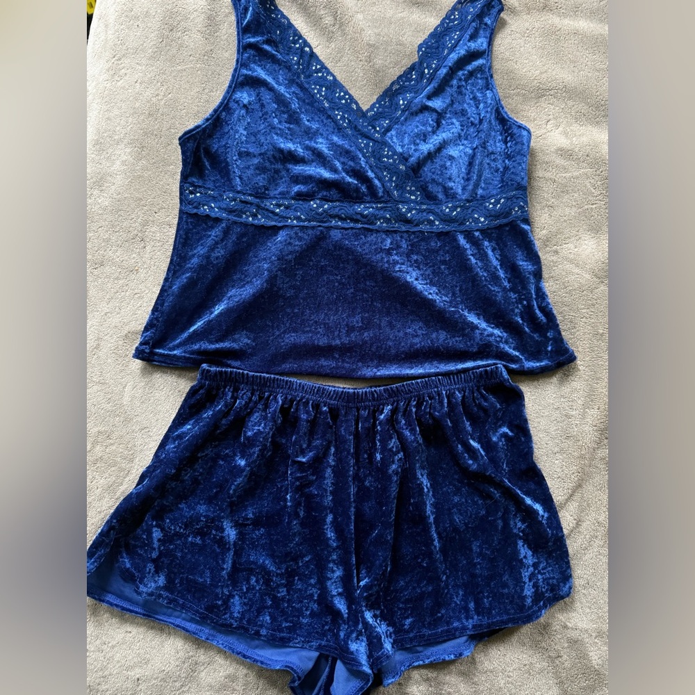 Avon Midnight Blue Velvet Pajama Set